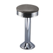 Stone grey chrome Wentworth bolted bar stool featuring a minimal modern seat and a permanent floor-mounted metal base for enduring stability