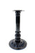 Black cast table base with narrow pedestal column and ornate round base