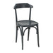 Hazelyn side chair with round slate-finished seat and curved back, four thin legs.