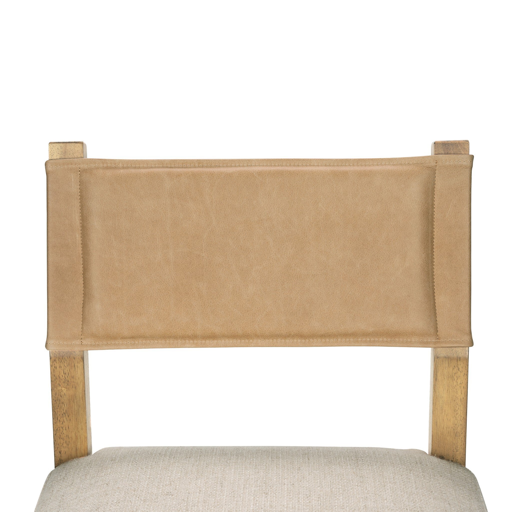 Tan leather-look backrest for cream counter stool with side supports