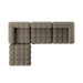 Outdoor 3-piece sectional sofa, Alessi Fawn, modular corner and arm sections with tufted blocks