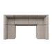 Top view Augustine 119.5-inch U-shape Dining Banquette by Four Hands in grey herringbone performance fabric with dramatic vertical channel tufting