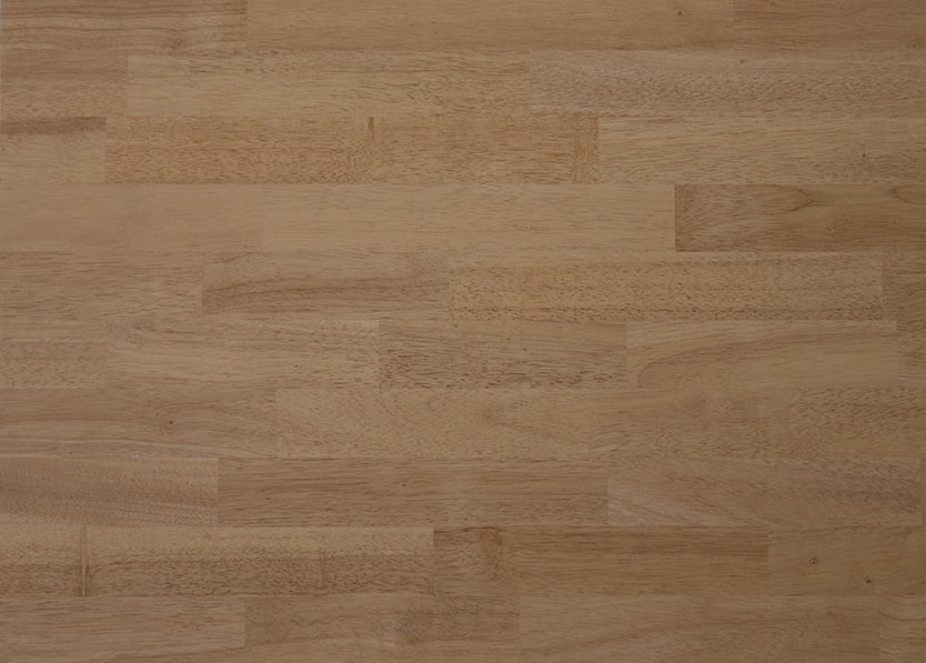 Top view Modern whitewash butcher block table top in a coastal-inspired café with contract-grade wood construction