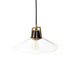 Top view Novak 10-inch hand-hammered antique brass pendant light with clear glass detail 