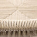 Outdoor bar stool seat detail with vintage white rope weave and rounded edge