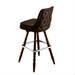 Tufted rolled edge modern bar stool featuring performance upholstery seat diamond buttons with wooden and silver legs
