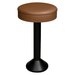 Tufted round modern bar stool featuring performance upholstery seat and black metal stand