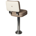 Tufted square retro modern bar stool featuring performance upholstery seat and buttons with silver metal stand