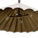 Underneath view Fiorella 34-inch scalloped cream canvas pendant light with antiqued brass interior 