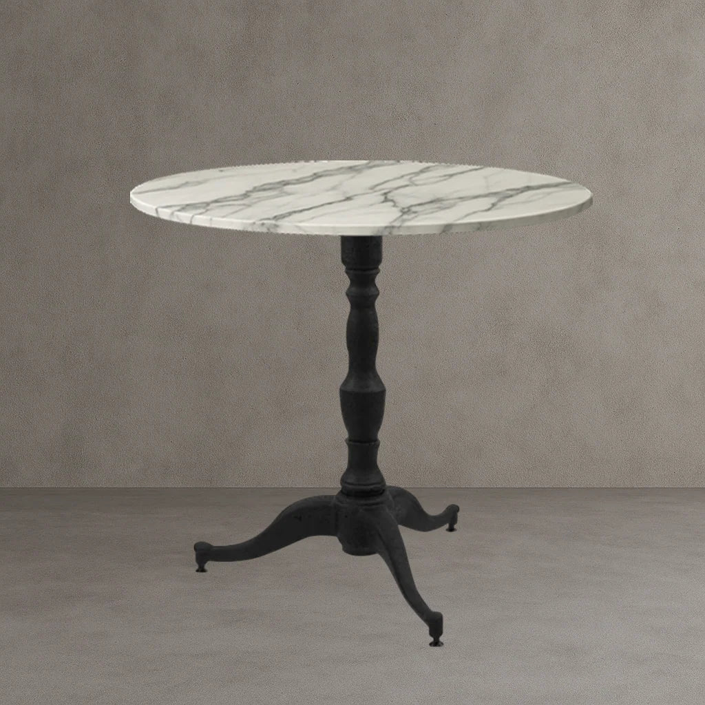 Black 3-leg table base with turned column and curved tripod feet