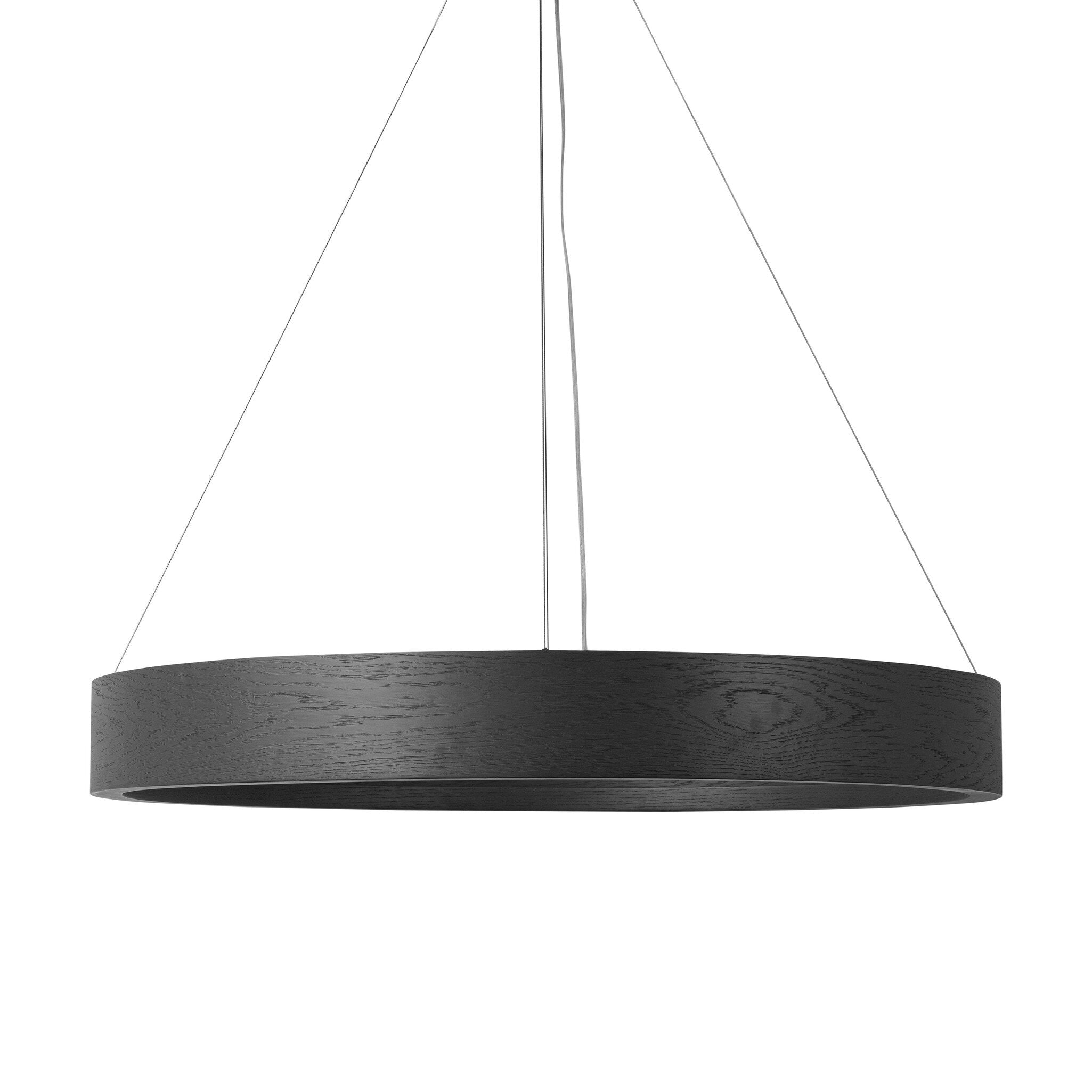 Baum Chandelier with a rounded dark-finished frame and bronzed stainless steel suspension