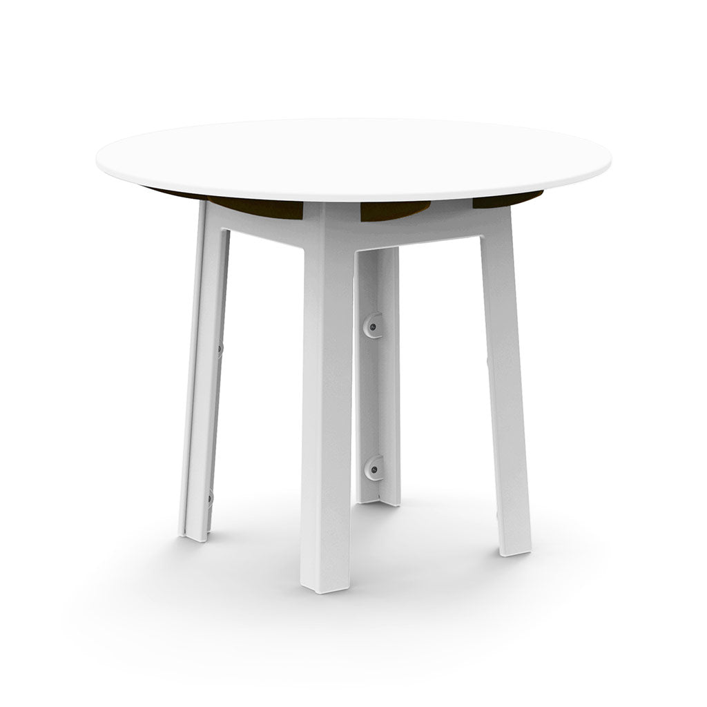 White durable all-weather HDPE material on the eco-friendly Fresh Air Outdoor Round Table