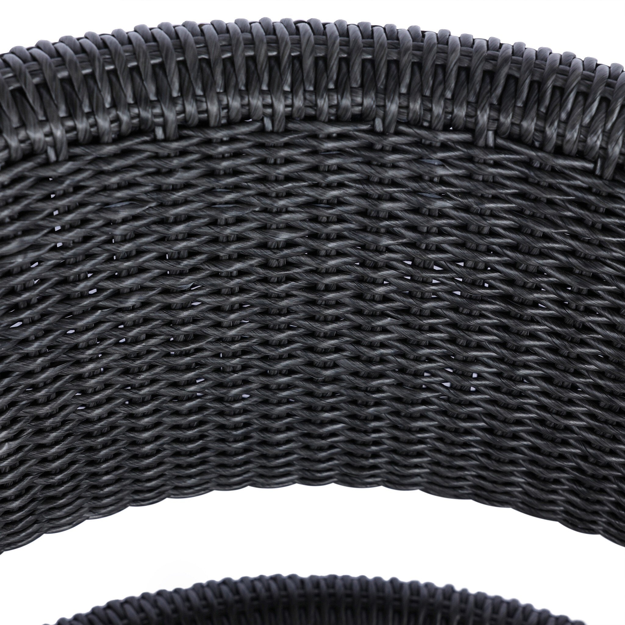 Woven wicker detail Hawkins Outdoor Swivel Chair in Faye Cream with a woven barrel-back and 360-degree base