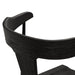 Black oak counter stool curved backrest detail with dark woodgrain finish, close-up