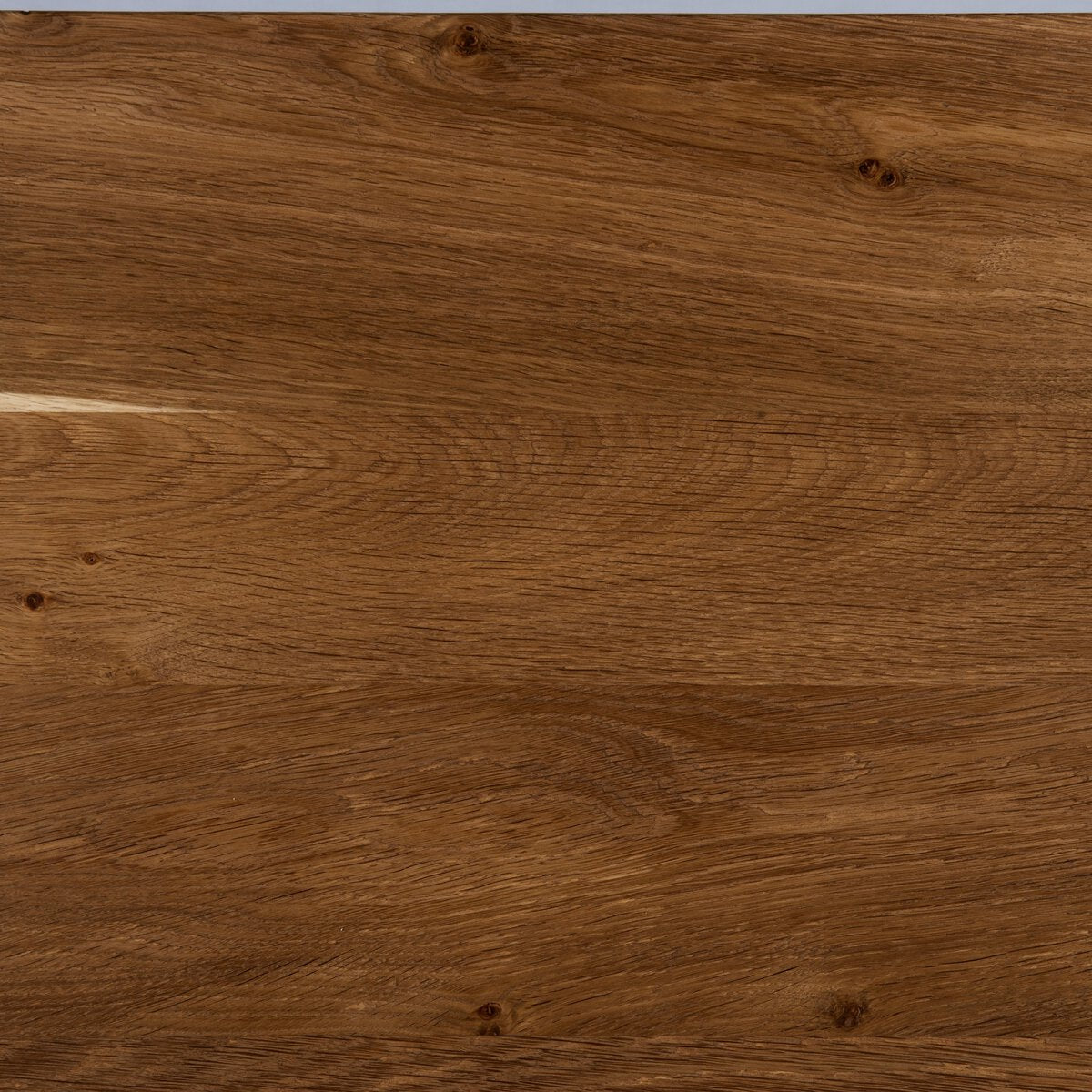 Wooden swatch Erie Bar Table in Smoked Oak with a chunky pedestal base and modern rustic design