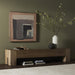 Abaso rustic wormwood oak accent bench in modern living room setting.