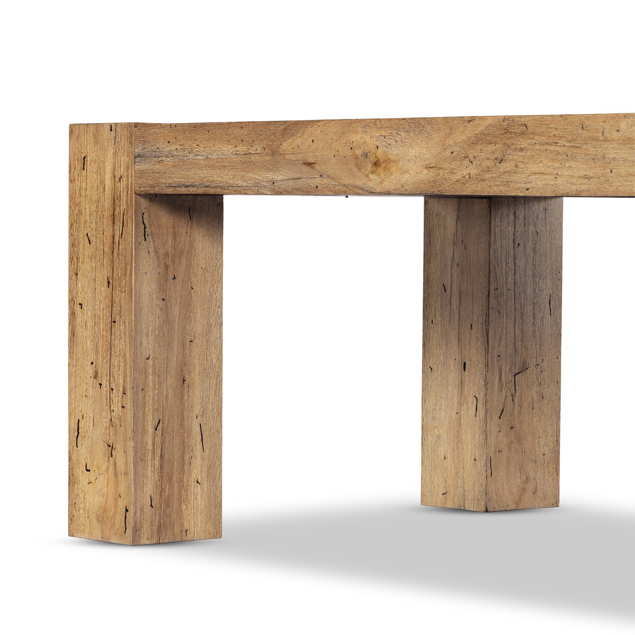 Side profile of Abaso dining table showing 30-inch height and squared leg design.