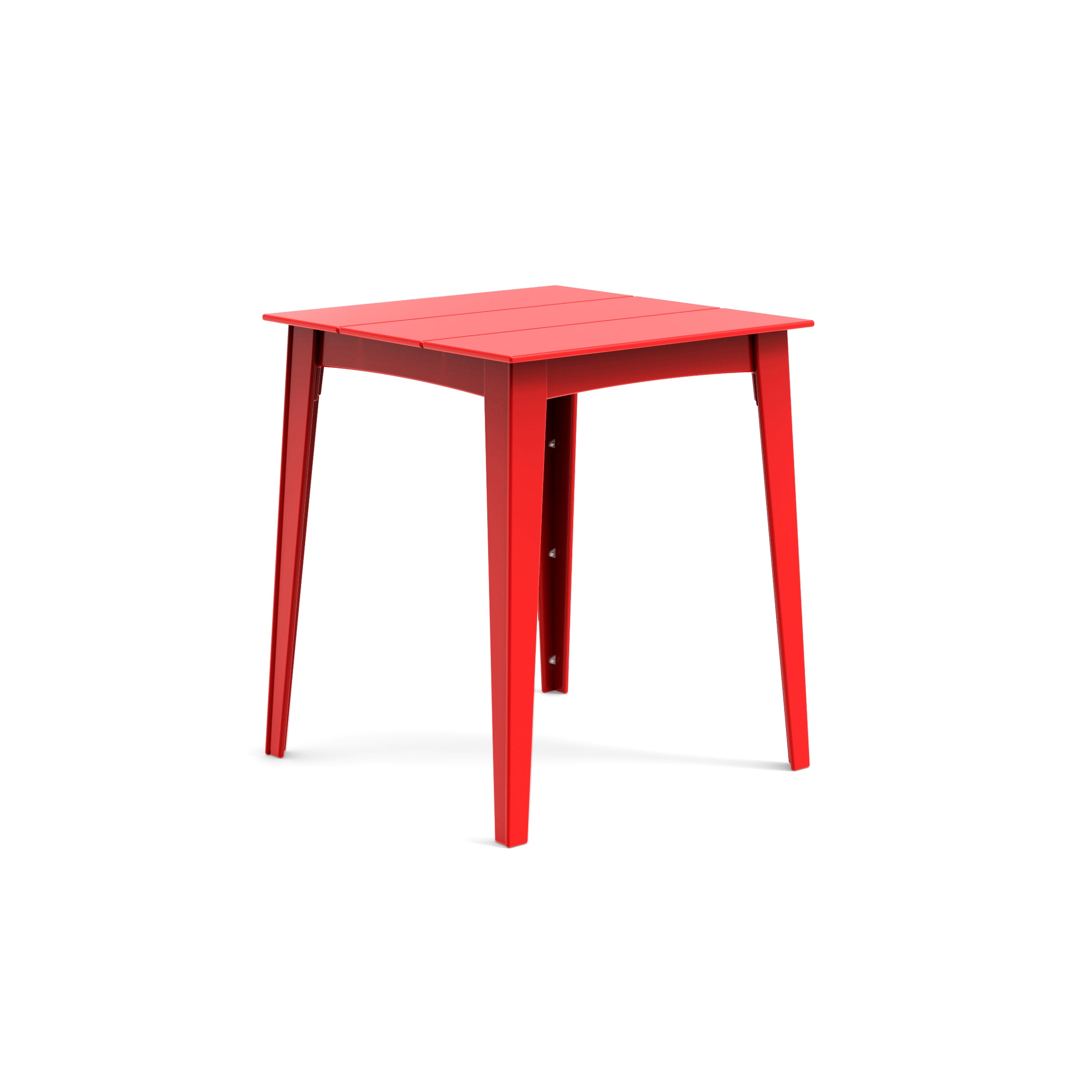 Alfresco square counter table in vibrant apple red color for outdoor entertaining.