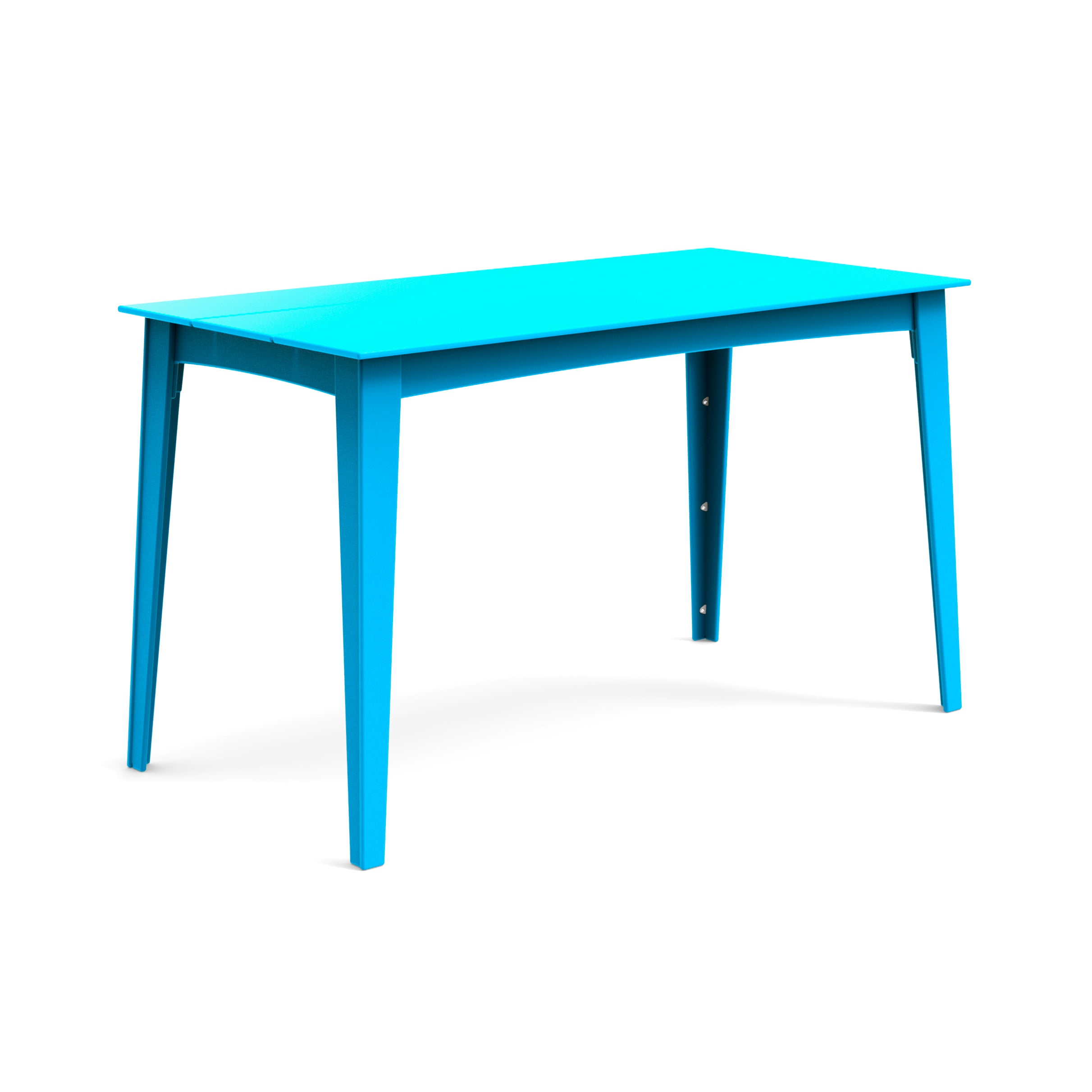 Alfresco rectangular counter table in blue, 72-inch length for bright outdoor decor.