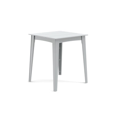 Alfresco square counter table in driftwood finish for outdoor patio use.