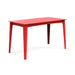 Alfresco rectangular counter table in red, 72-inch length for bright outdoor decor.