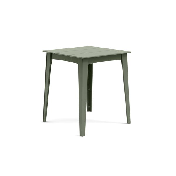Alfresco square counter table in sage green for natural outdoor ambiance.