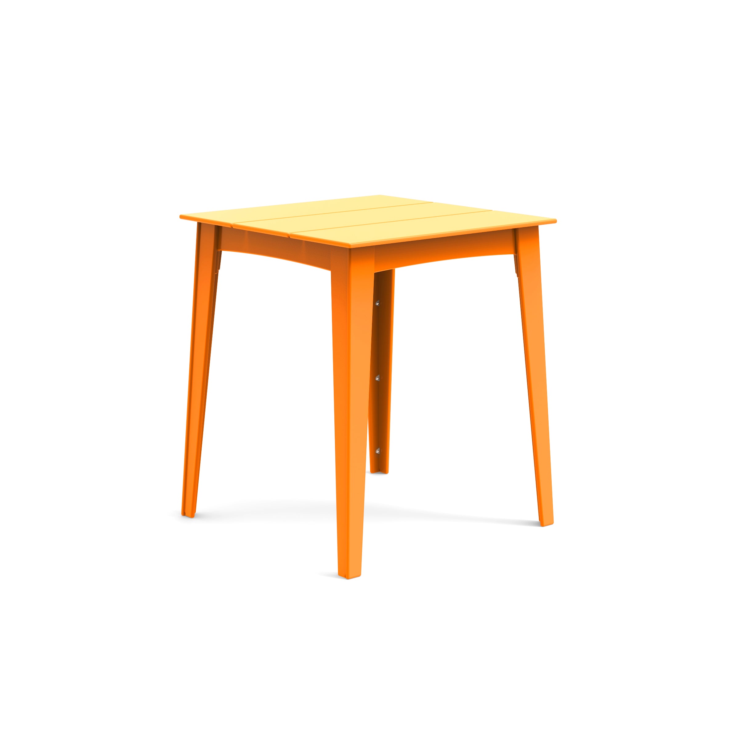 Alfresco square counter table in sunset orange for bold outdoor styling.