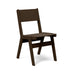 Alfresco dining chair in brown finish, stackable up to four chairs for easy storage.