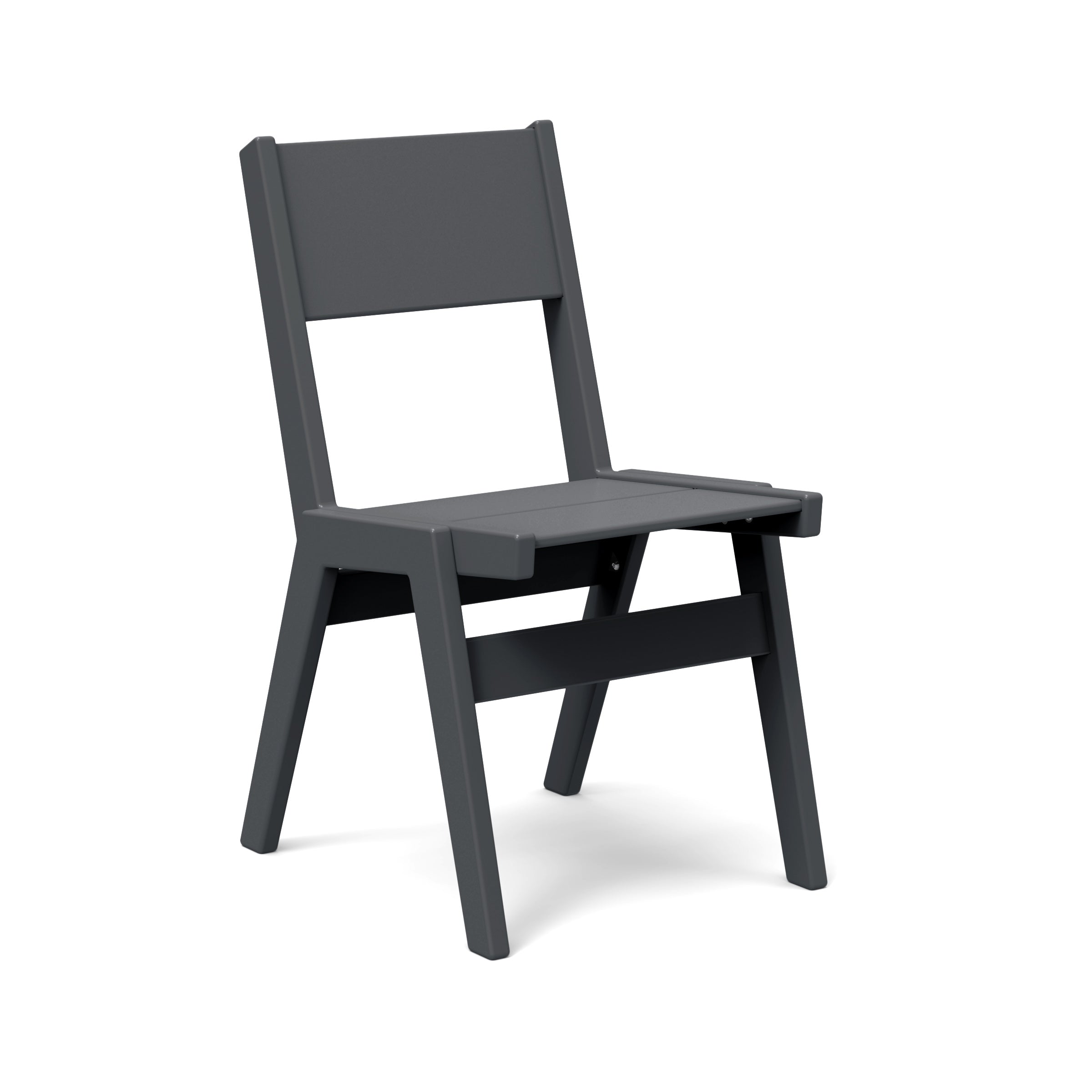 Alfresco dining chair in charcoal grey, sophisticated stackable outdoor chair.