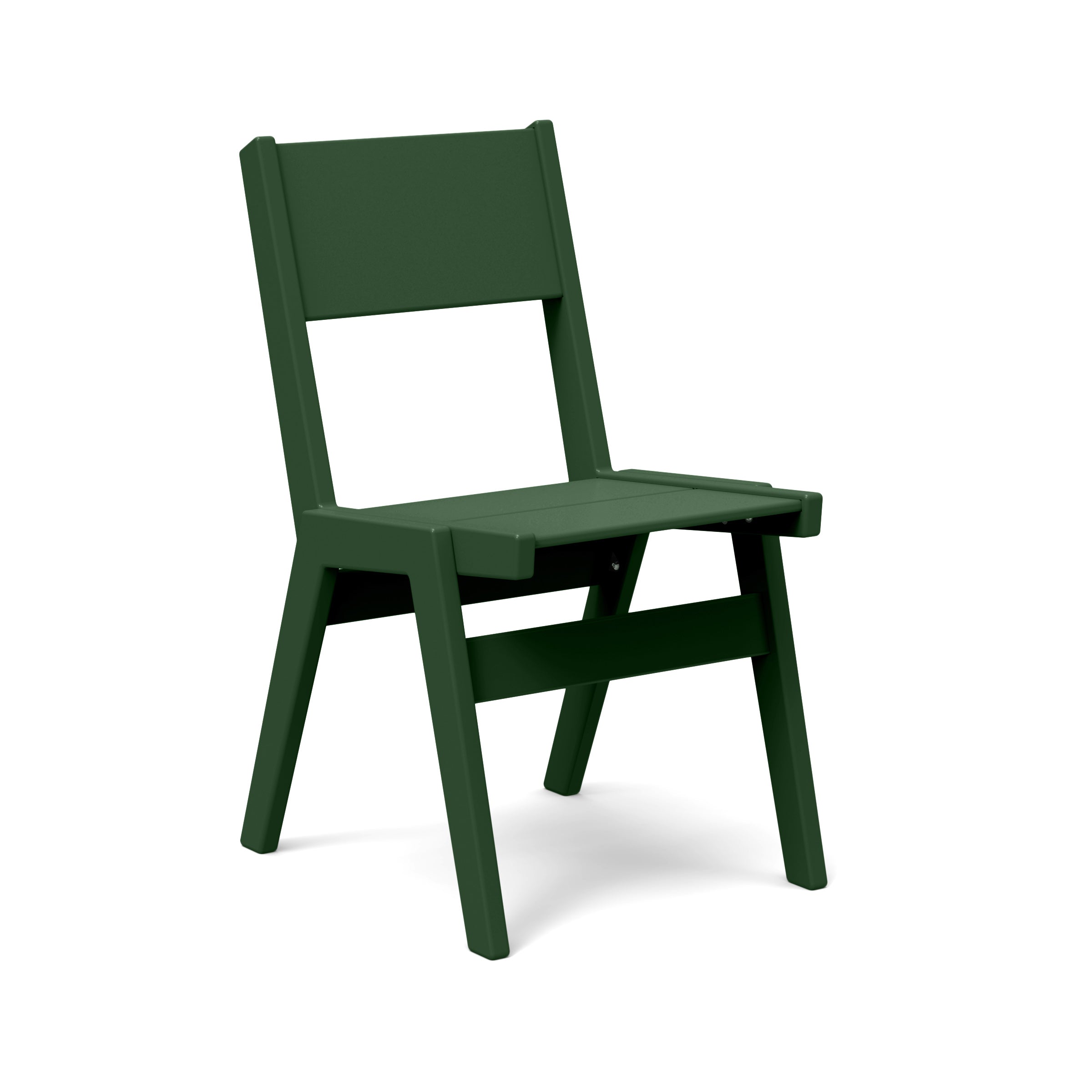 Alfresco dining chair in everygreen, earth-toned stackable chair for natural outdoor settings.