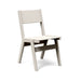 Alfresco dining chair in solid fog, clean stackable design for outdoor dining.