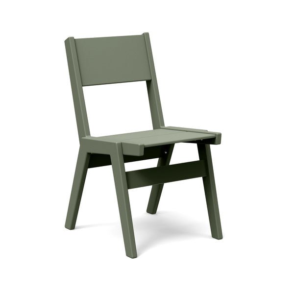 Alfresco dining chair in sage green, earth-toned stackable chair for natural outdoor settings.