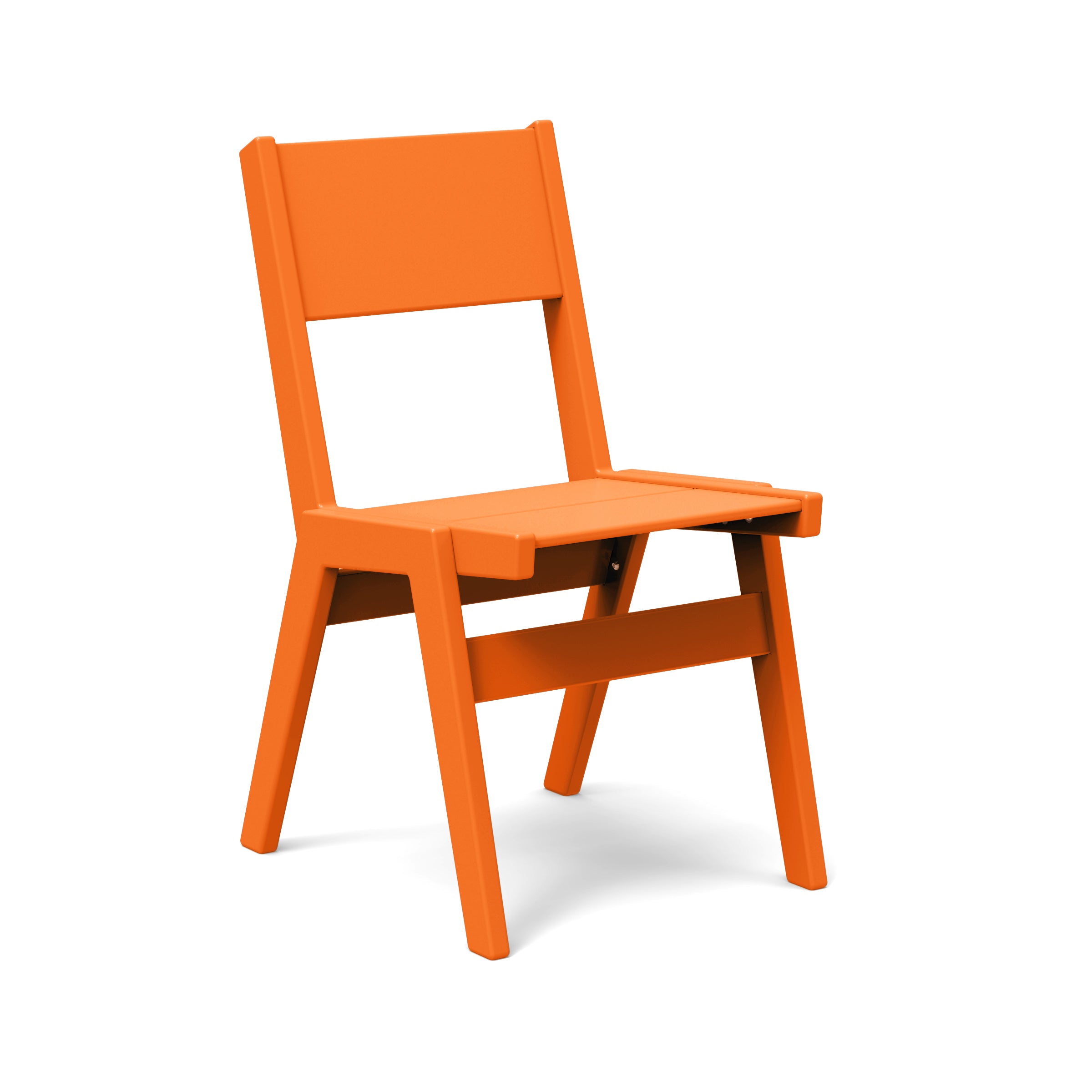 Alfresco dining chair in sunset orange, vibrant stackable chair for bold outdoor decor.