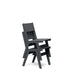 Vew of stacked Alfresco dining chairs in black, demonstrating stackable design up to two chairs.