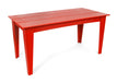 Alfresco dining table in apple red, 72-inch width with recycled plastic construction.