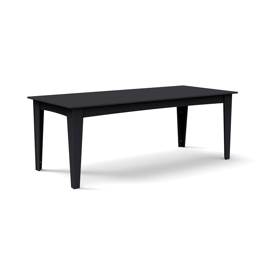 Alfresco dining table in black, 82-inch length with 30-inch height for comfortable dining.