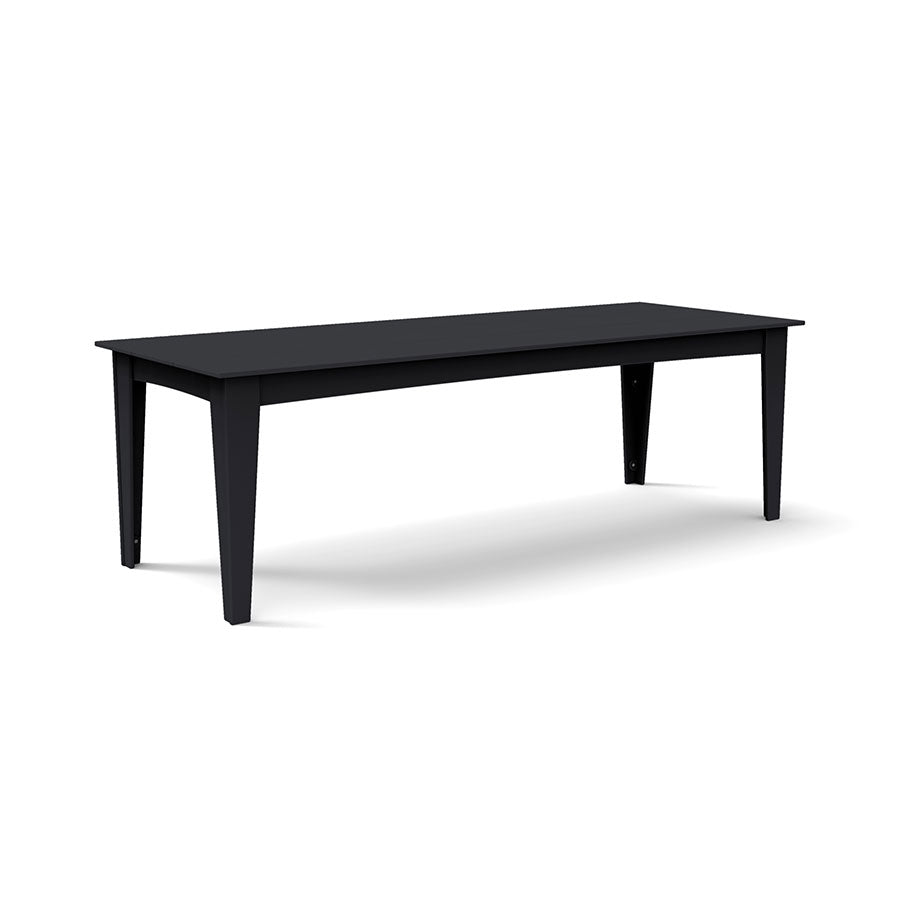 Alfresco dining table in black, 95 inches wide, largest size option for outdoor entertaining.