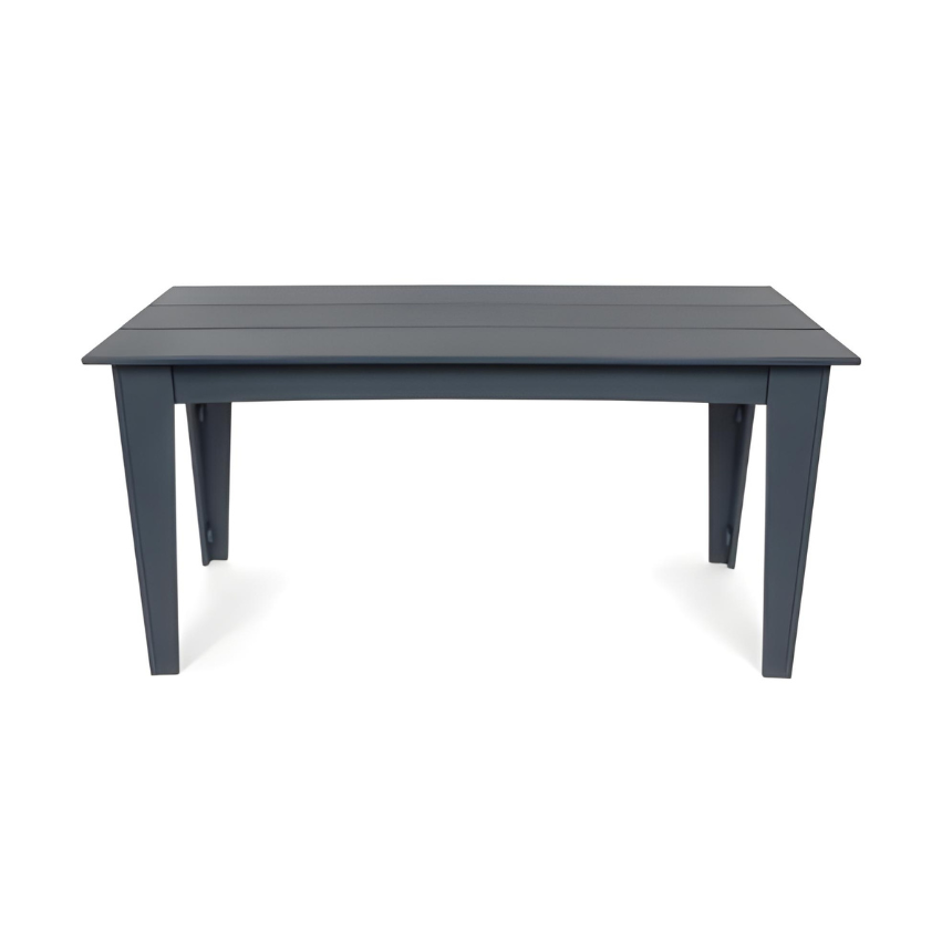 Navy outdoor dining table with rectangular tabletop and four straight legs