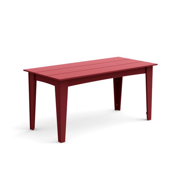 Alfresco dining table in chili red, 62-inch compact size for bold outdoor decor.