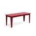 Alfresco dining table in chili red, 72 inches wide, dramatic outdoor dining table.