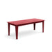 Alfresco dining table in chili red, 82-inch length for striking outdoor entertaining.