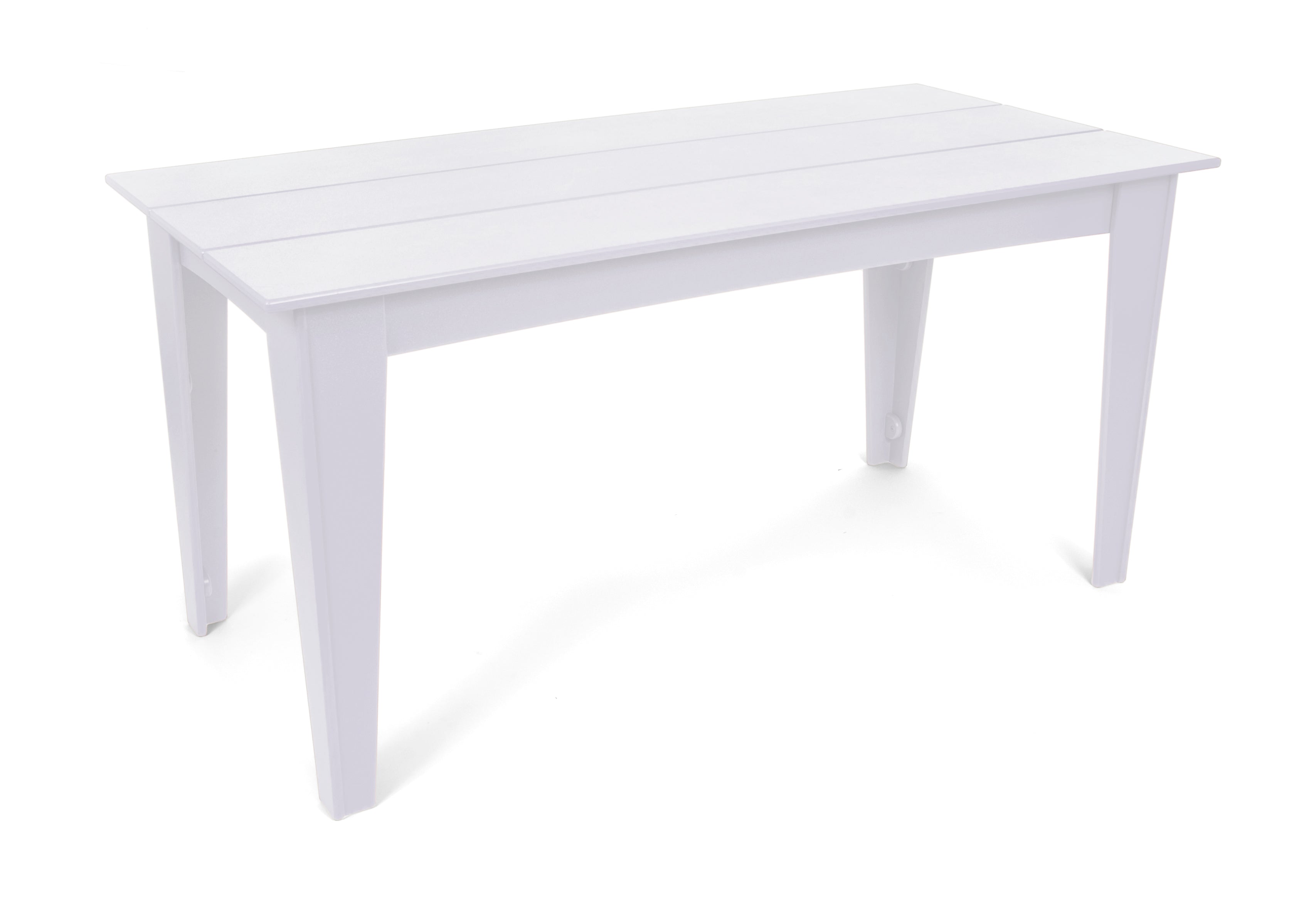 Alfresco dining table in cloud white, 62 inches wide, neutral outdoor dining table.