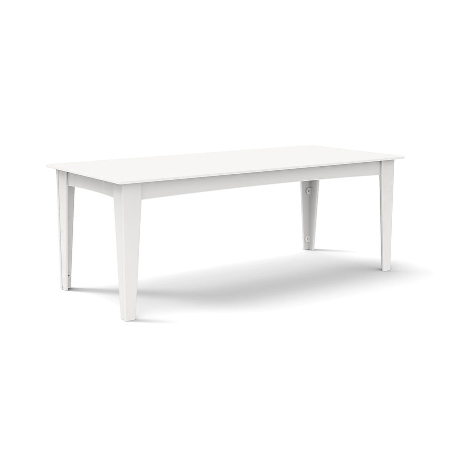 Alfresco dining table in cloud white, 82 inches long, pairs with dining chairs or benches.