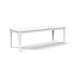 Alfresco dining table in cloud white, 95 inches long, pairs with dining chairs or benches.