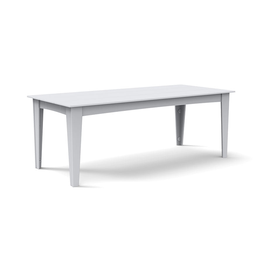 Alfresco dining table in driftwood finish, 82 inches wide, easy to clean outdoor dining table.