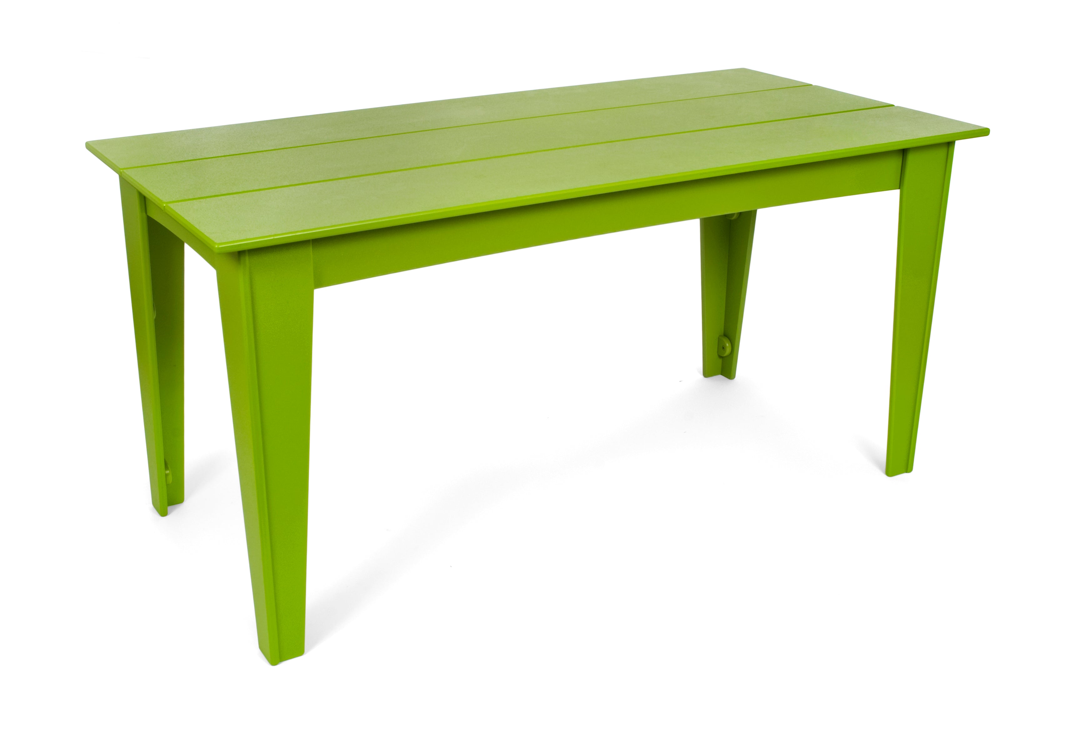 Alfresco dining table in leaf green, 62-inch compact outdoor dining table.