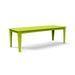 Alfresco dining table in leaf green, 95-inch length for large outdoor entertaining spaces.