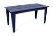 Alfresco dining table in navy blue, 62-inch compact size for smaller outdoor spaces.