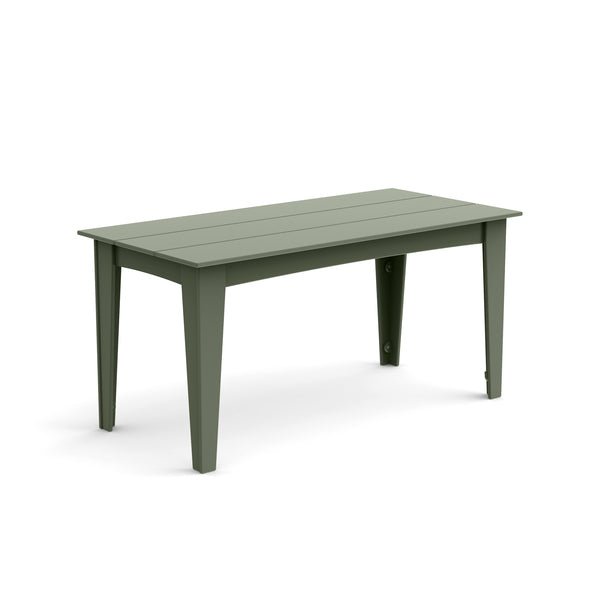 Alfresco dining table in sage green, 62-inch compact outdoor dining solution.