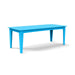 Alfresco dining table in sky blue, 82 inches long, easy-clean outdoor table.